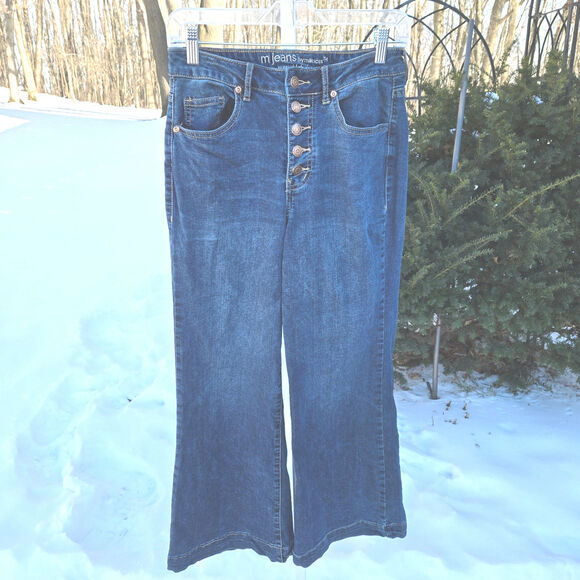 m jeans Maurices Women's Jeans Super Hi-Rise Wide Leg Button Fly size 2 Short - Picture 2 of 16